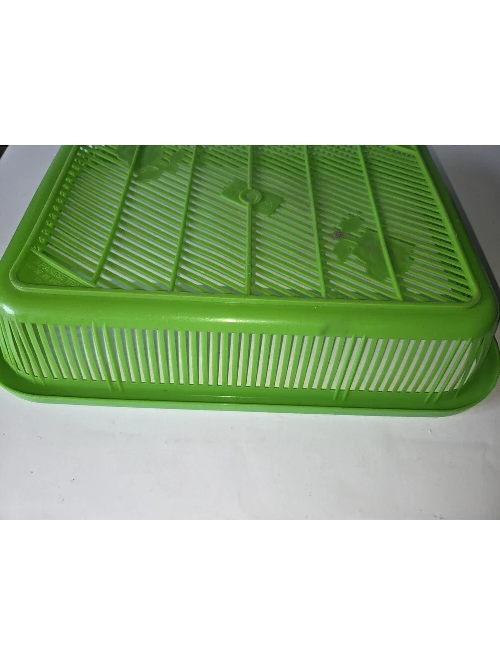 Vintage FPT FAMILY JAPANESE Tray Green Plastic Floral Design SG3